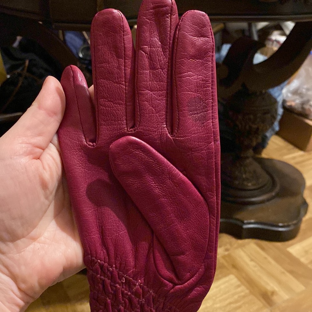 Leather Gloves. Berry color Lg - Picture 6 of 6